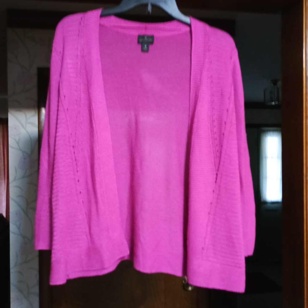 Worthington Fuchsia Open-Front Cardigan
